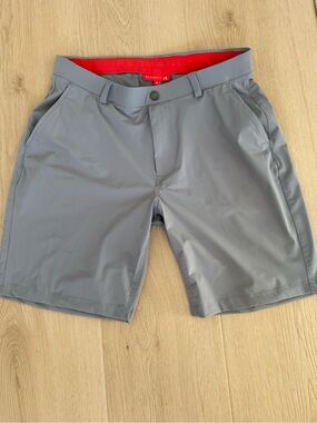 Men's Gray Hybrid Shorts with Red Waistband - Redvanly